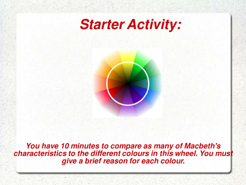 Macbeth: Comparing Qualities to Colours: Starter | Teaching Resources