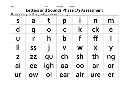 Printables Phonics Test Worksheets phonics homework reception phase phonic assessments by tda teaching resources tes