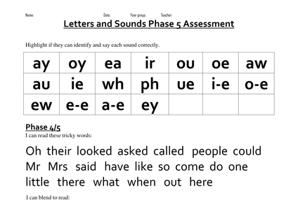 3 phonics phase worksheet assessments by  2 Resources  5 tda8017572 phonic UK Phase Teaching