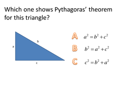 Which is Pythagoras' theorem? Starter | Teaching Resources