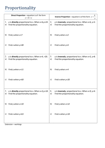 Proportionality - worksheet & examples | Teaching Resources