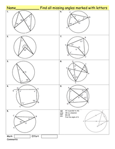Maths: Circle theorems homework worksheet - Resources - TES