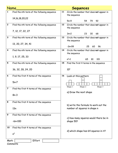 Year 4 Maths Number Sequences Worksheets