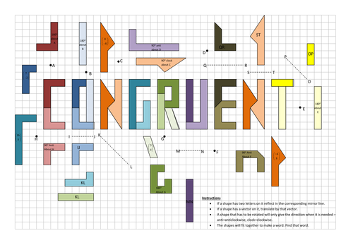 Reflect, rotate, translate jigsaw. Worksheets, KS3 | Teaching Resources