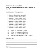 O'clock worksheets | Teaching Resources