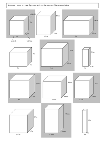 volume worksheet teaching resources