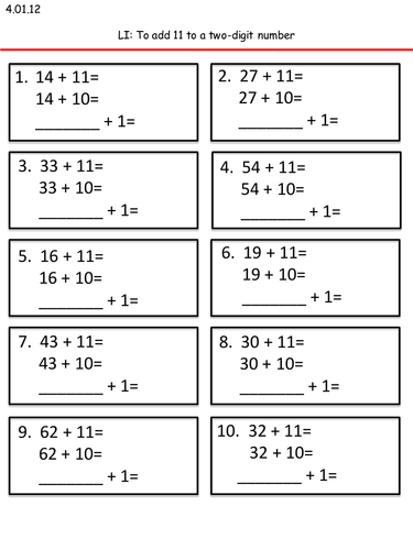 Adding 9 and 11 | Teaching Resources