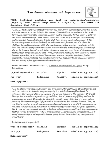 depression case study examples