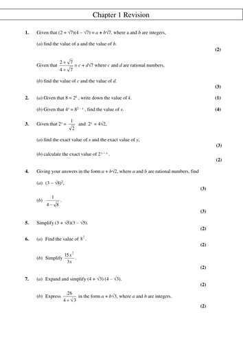 C1 Chapter 1 revision | Teaching Resources