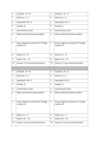 GCSE Foundation Quick Revision questions | Teaching Resources