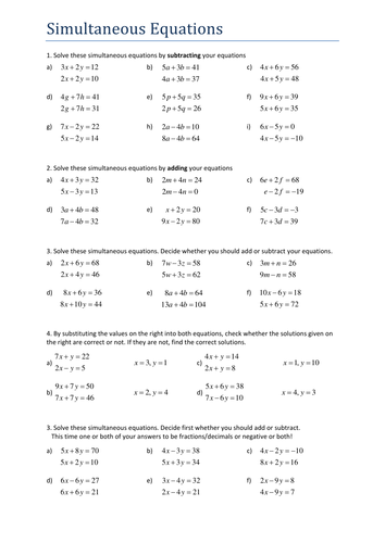 KS4 Maths Introducing Simultaneous Equations | Teaching Resources