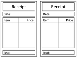 General role play receipt | Teaching Resources