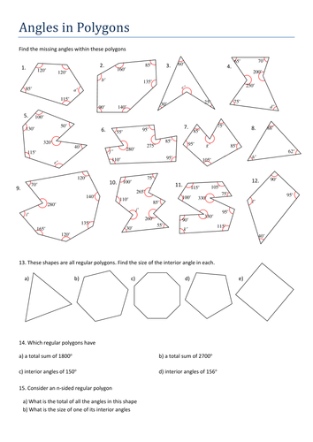 Printables Sum Of Interior Angles Worksheet ks3 maths angles in polygons worksheet by tristanjones teaching resources tes