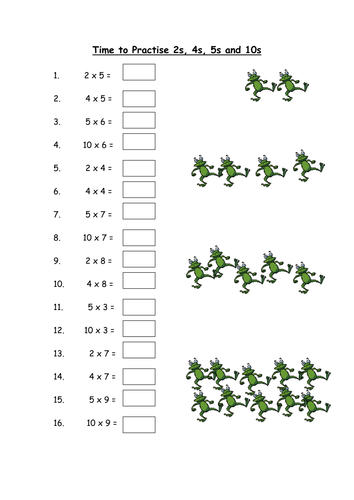 time to practise 2s 3s 4s 5s 6s and 10s teaching resources