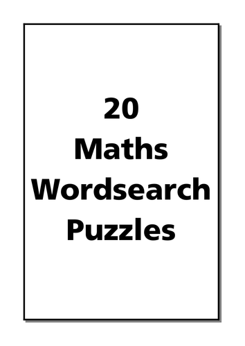 20 mathematical keywords wordsearches