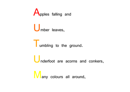Autumn acrostic poem by choralsongster - UK Teaching Resources - TES