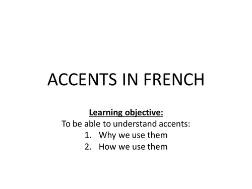 French Accents In French Teaching Resources