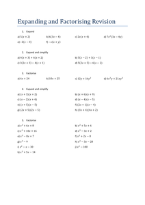 by Expanding Factorising UK factorising Worksheet    expanding revision. Tristanjones and   algebra and worksheets