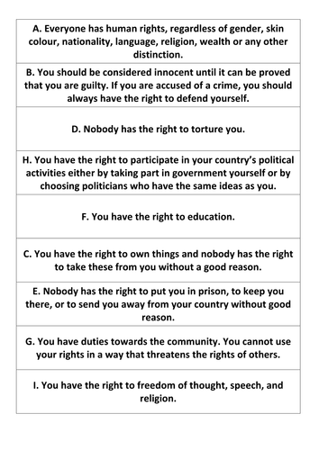 Human Rights Worksheets