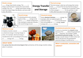 Energy transfer and storage revision sheet | Teaching Resources