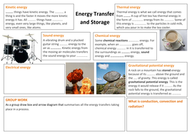Energy transfer and storage revision sheet | Teaching Resources