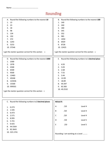 Rounding Worksheet | Teaching Resources