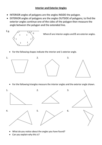 Interior and Exterior Angles | Teaching Resources