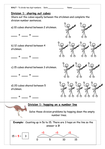 Dividing two-digit by one-digit- using numberlines | Teaching Resources
