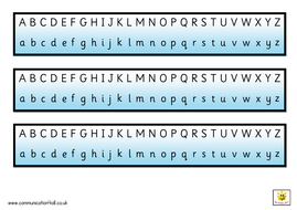 simple cursive alphabet strips blue teaching resources