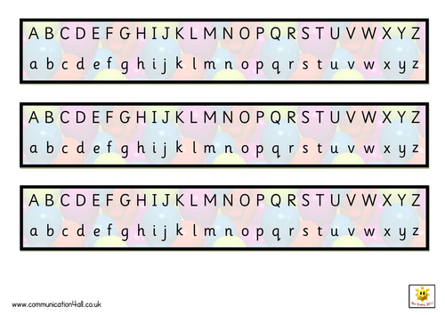 Simple Alphabet Strips multi coloured Teaching Resources