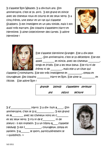 Harry Potter worsheet character and appearance | Teaching Resources