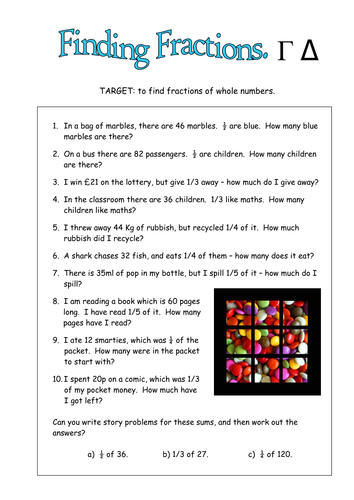 Fractions of amounts, including real life. | Teaching Resources