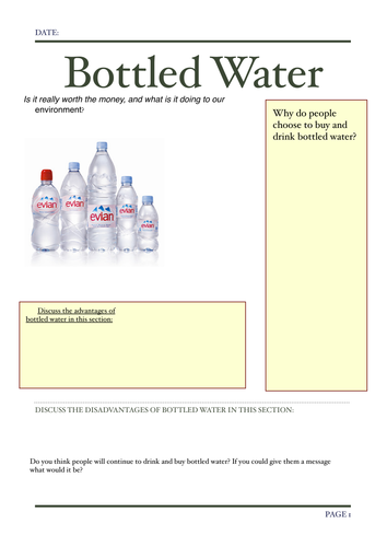 water bottle description creative writing