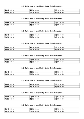 Basic division questions | Teaching Resources