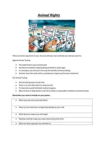 Animal Rights - Activity | Teaching Resources