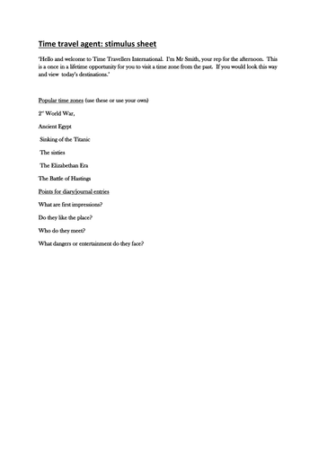 Time Travel - Role as A Time Travel Agent | Teaching Resources
