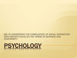 Pscychology Full lesson - defiance / compliance | Teaching Resources