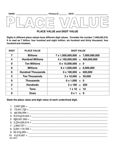 ks3 place value worksheet teaching resources