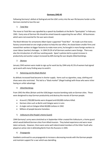 Germany GCSE History – Sources From Germany | Teaching Resources