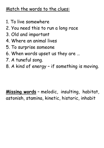 i words and clues  Teaching Resources