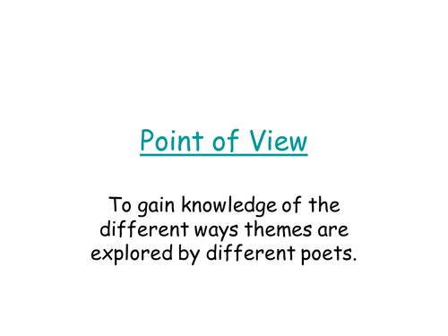 Place Poetry - Points of View For Year 7 Pupils | Teaching Resources