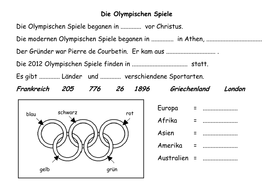 Die Olympischen Spiele By Janetreadle Teaching Resources