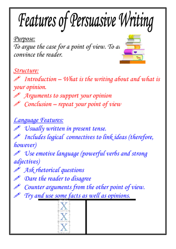 Features of persuasive writing poster by moshing ...