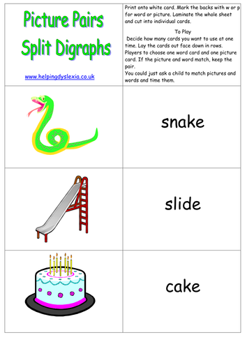 worksheets doc phonics mags2612 Teaching Split Picture  Digraphs  Pairs by