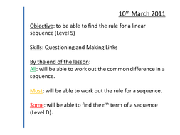 Sequences Lessons Nth Term Linear