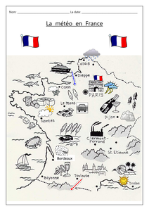 météo french France  worksheet  TES en weather Resources   La  tes