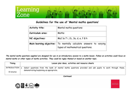 Mental maths questions | Teaching Resources