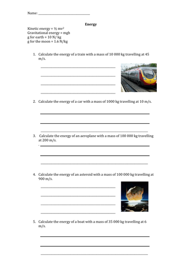 energy problem solving worksheet