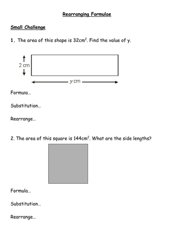 Rearranging to find missing lengths | Teaching Resources