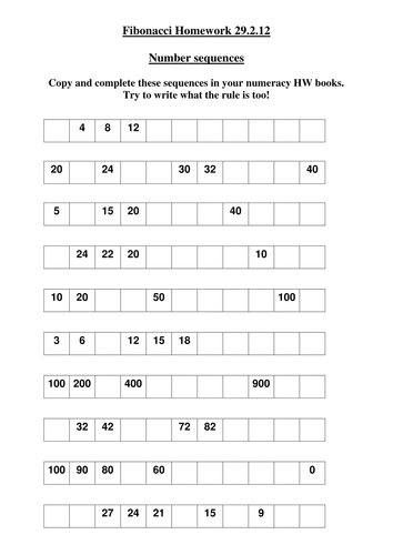 year 3 numeracy homework sequences teaching resources